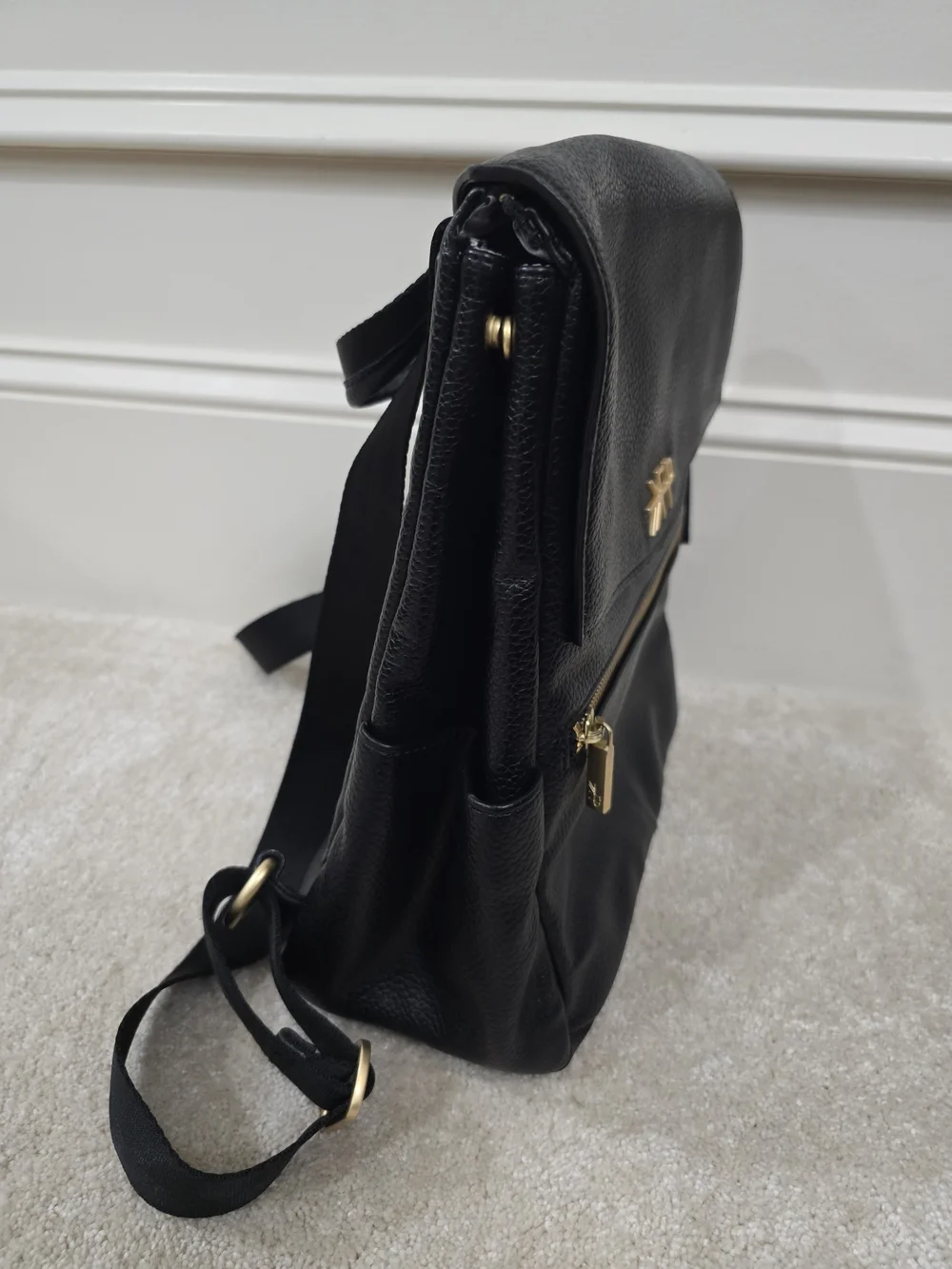 Foley + Corinna Black Pebbled Leather Backpack